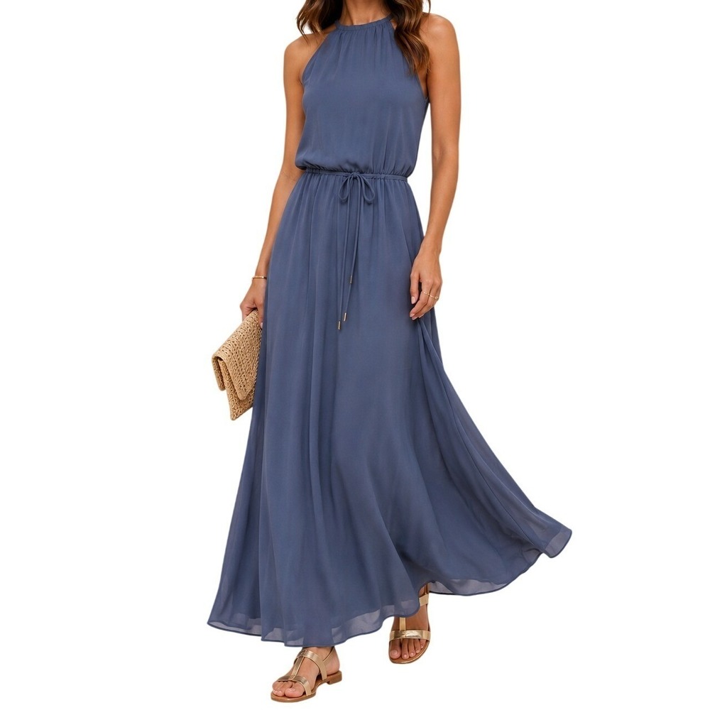 brown tea length cocktail dress Mac Duggal Halter Neck Flower Detail Ruffled Midi Emerald size Convertible Bridesmaid Dress Julia structured fit Closure Visible Size:XL - $185.00